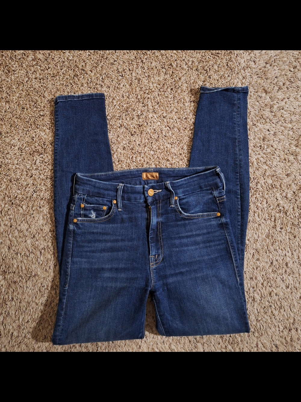 MOTHER High Waisted Looker Jeans Teaming Up Dark Wash Size 25
